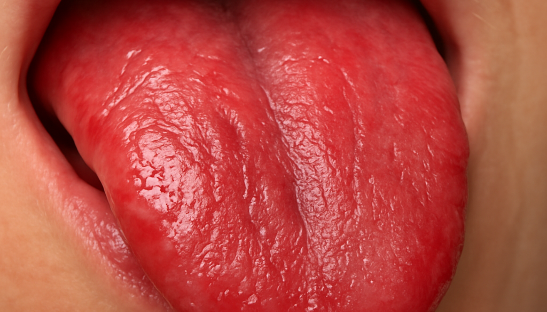 Glossitt – Når tungen blir betent og smertefull 20 En nærbildevisning av en hoven og betent tunge med glatt, rød overflate uten tekst i bildet.