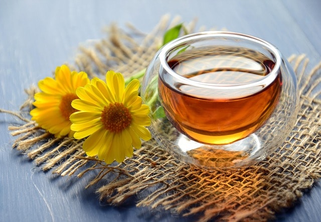 tea, nature, flower background, herbal tea, drink, hot, useful, bowl, calendula, beautiful flowers, flowers, yellow flowers, herbal, healthy, flower wallpaper, the medicine, therapy, relaxation, alternative