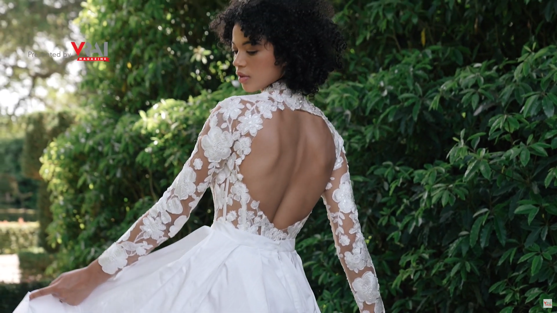 Lace Embroidery was present everywhere on this bridal dress of the Anne Barge Spring 2023 bridal collection