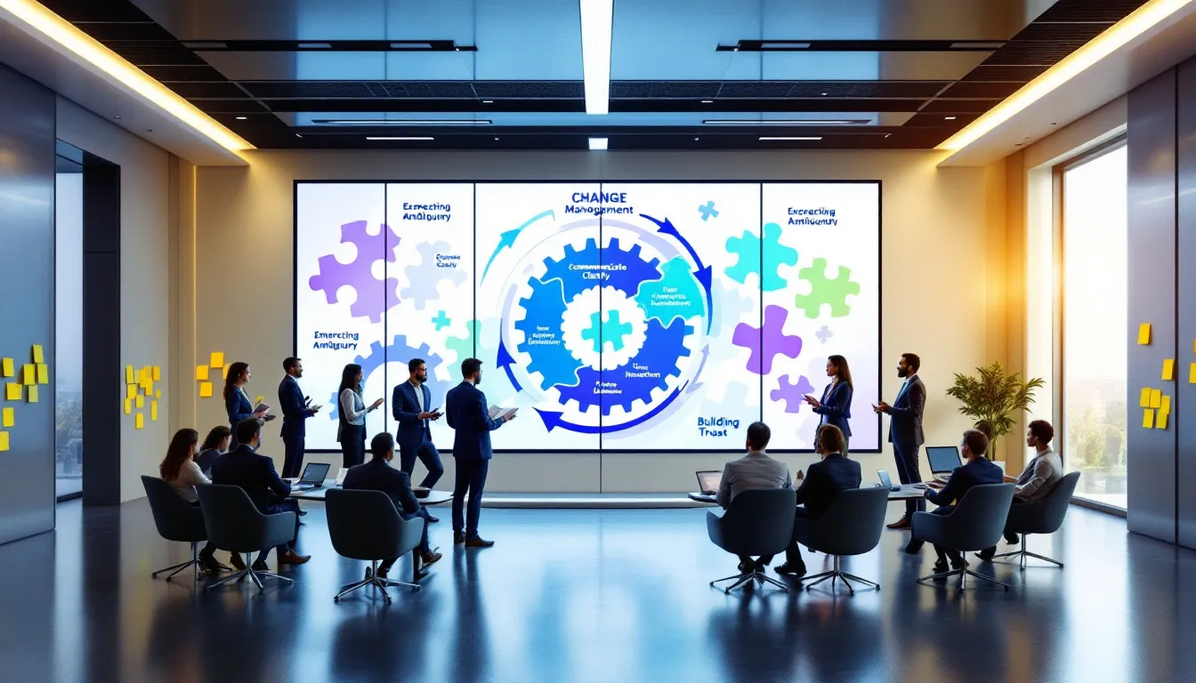 A visual representation of organizational change management concepts.