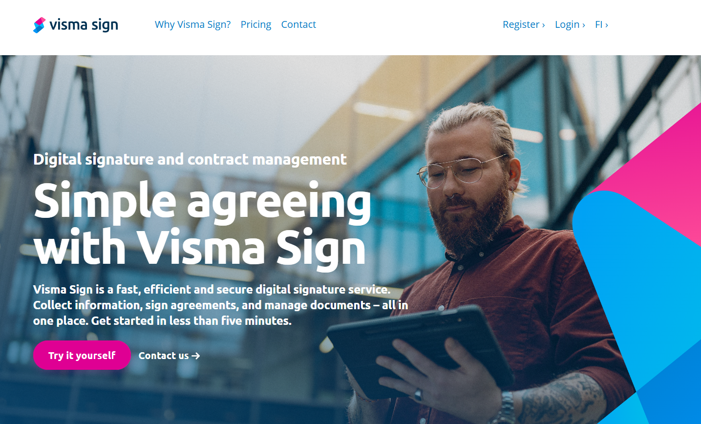 Screenshot van de website Visma Sign