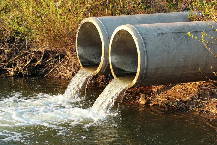 Water flowing from a drainage system