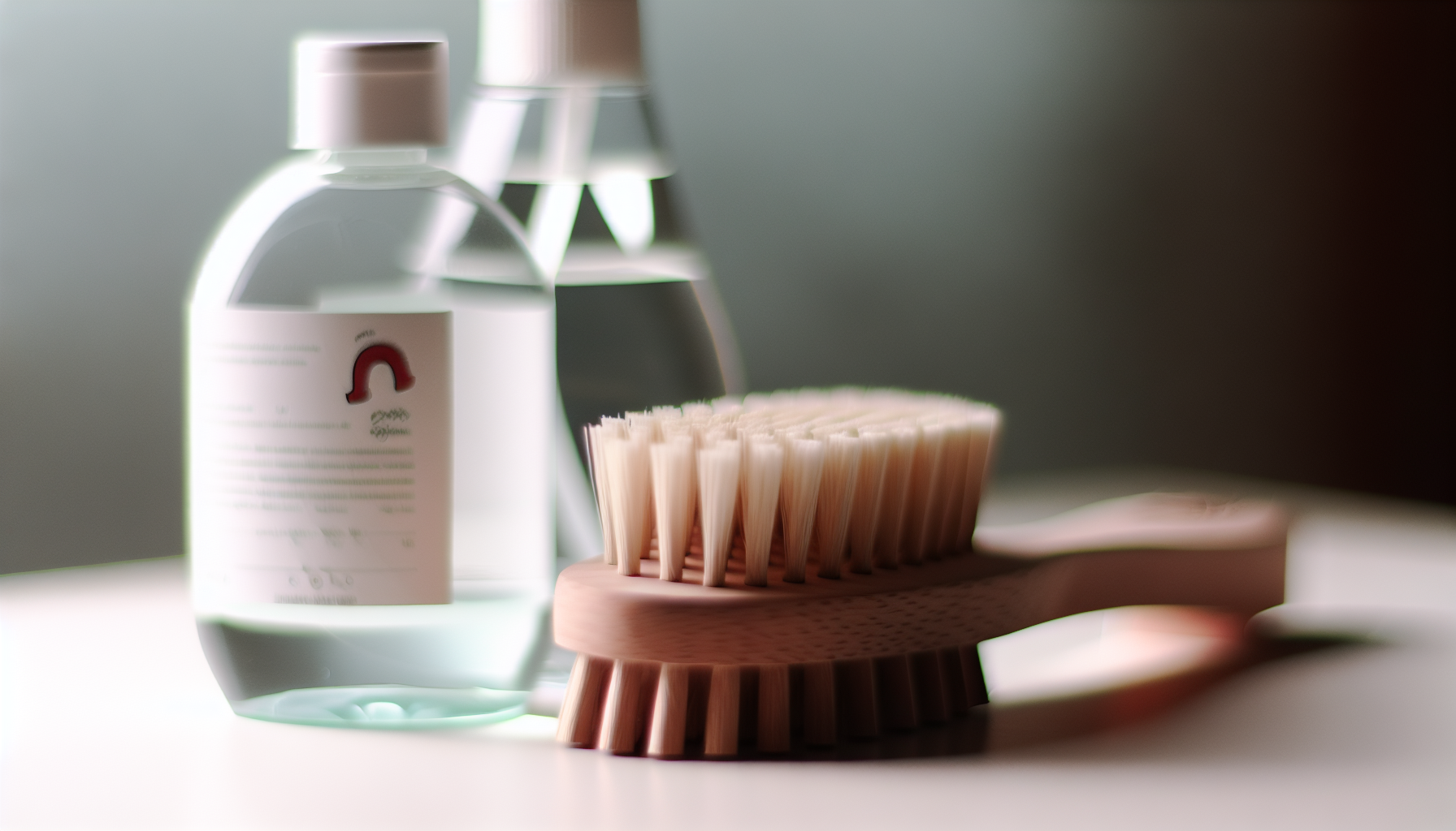 Soft-bristled brush and mild detergent for hat cleaning