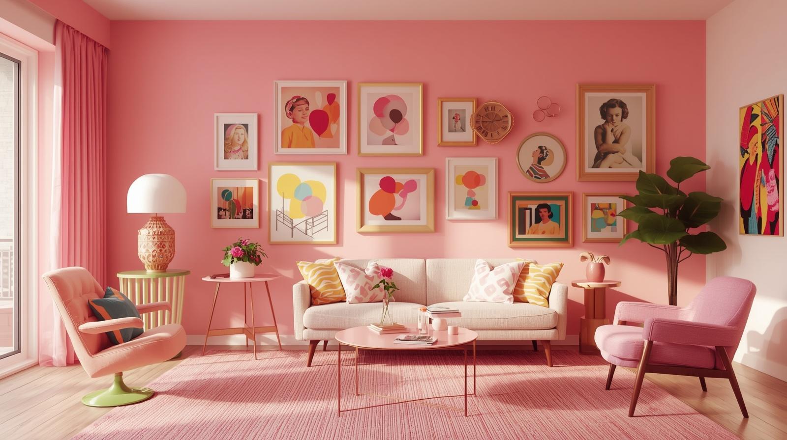 Bubblegum pink room with pop-art feel