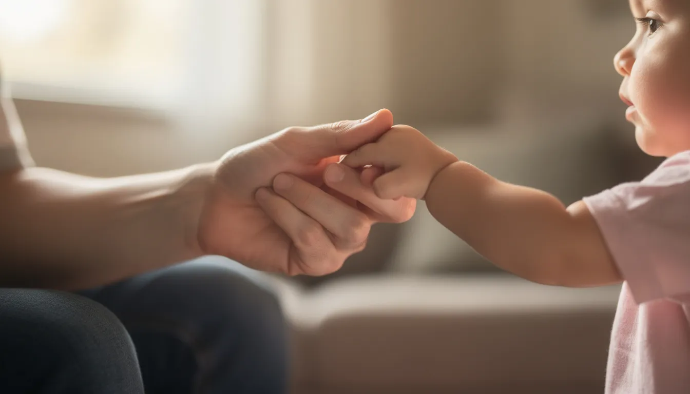In this heartwarming image, a parent is gently holding the hand of their young child, symbolizing love and support during challenging times. This tender moment reflects the emotional bond that can be vital for families navigating issues related to conditions like cerebral palsy and the complexities of medical care.