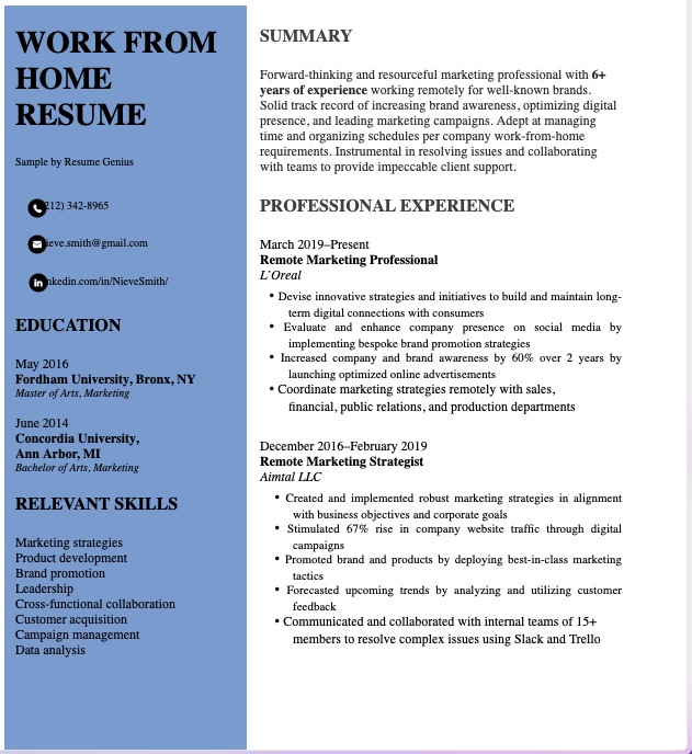 How To Put Remote Work On Resume ResumePerk How To Put Remote Work On Resume ResumePerk