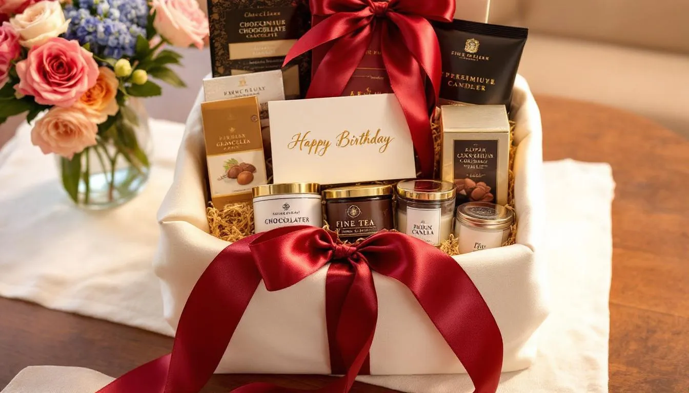 A beautifully arranged gift basket, elegantly wrapped with ribbons and accompanied by a handwritten card, is ready for delivery, perfect for sending well wishes and comfort to a loved one during their recovery. This thoughtful gift basket is filled with delicious treats and soothing teas, making it just the thing to brighten someone's day.