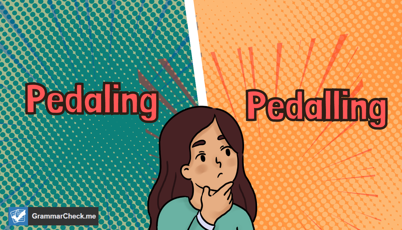 woman thinking about how do you spell pedaling