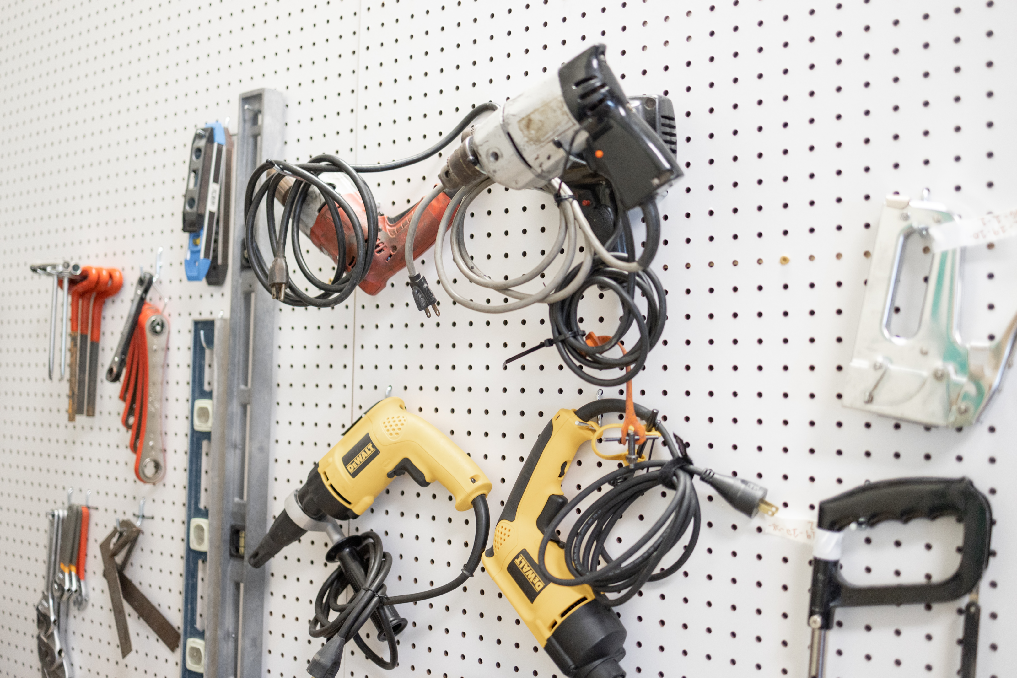 pegboard, wall hooks