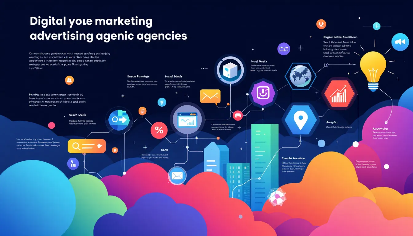 An overview of digital marketing advertising agencies showcasing various digital strategies.
