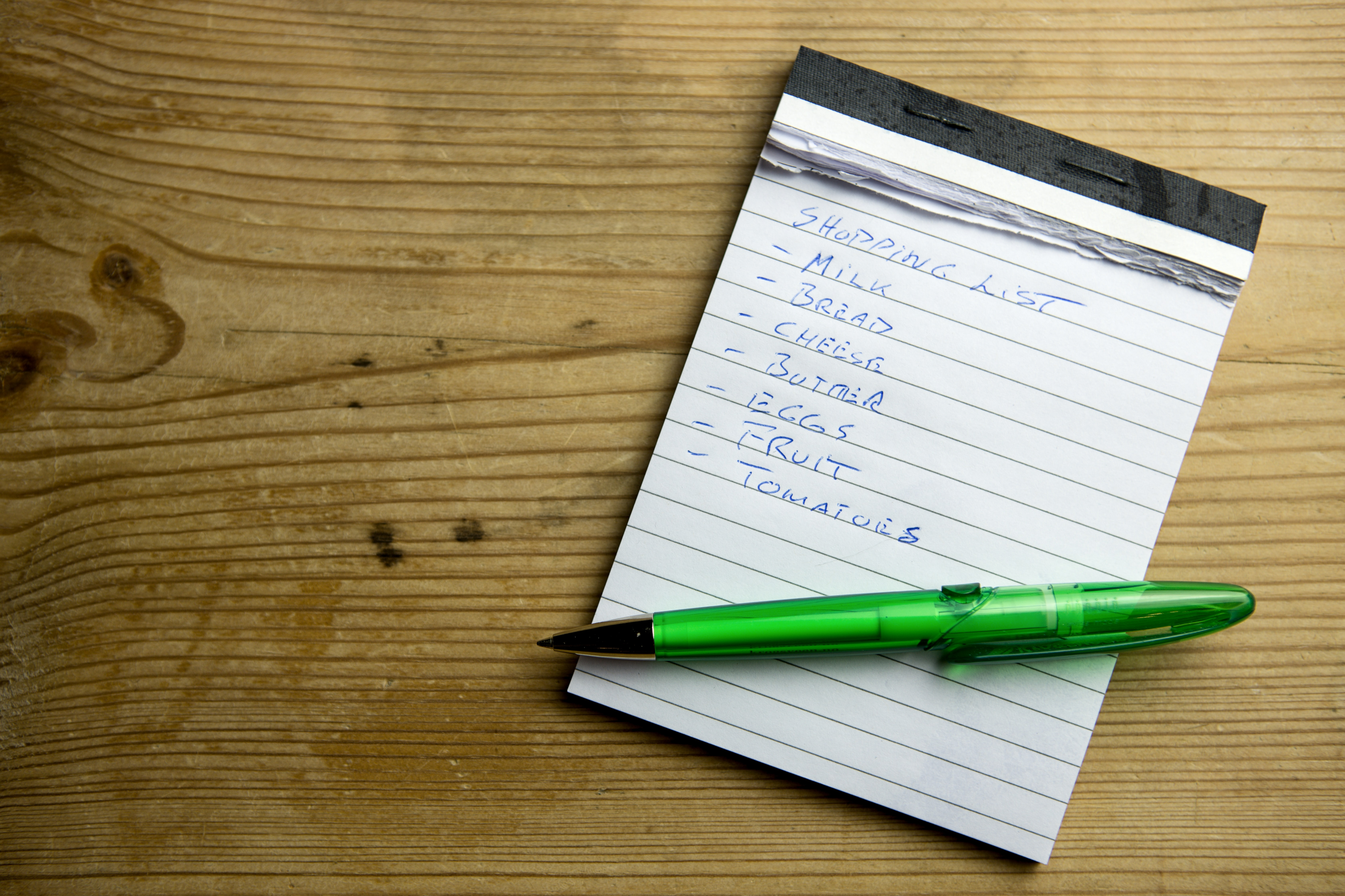 Making a list will help you remember to make healthy choices