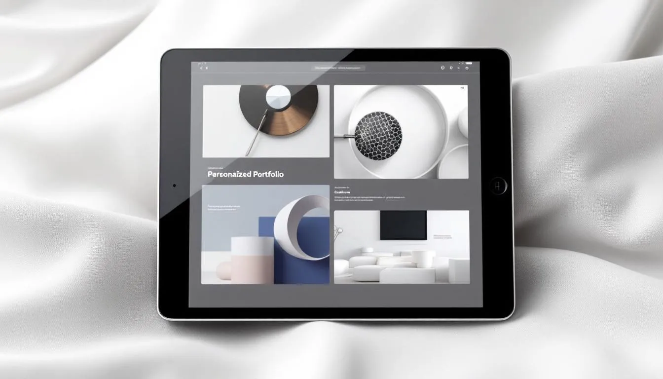 Un exemple de portfolio personnalis&eacute; sur un iPad.