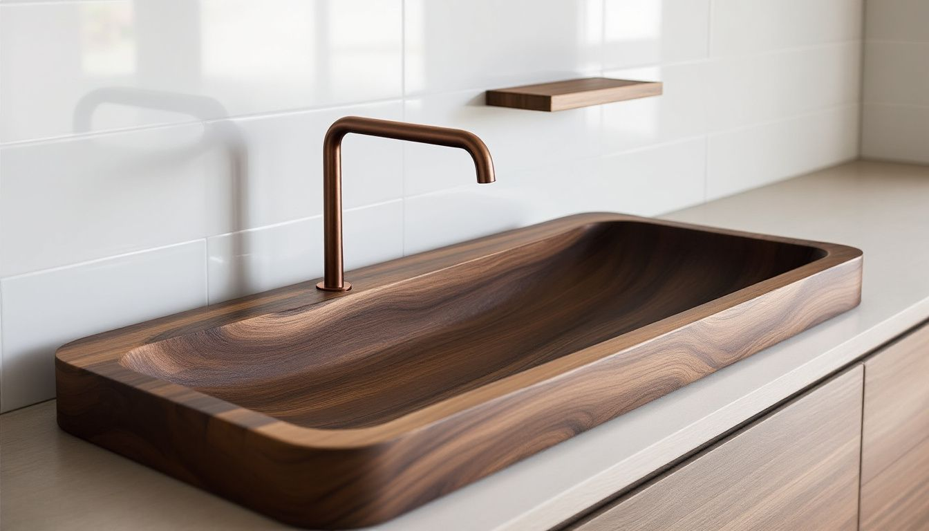 A close-up of a bespoke sink demonstrating its practical benefits.