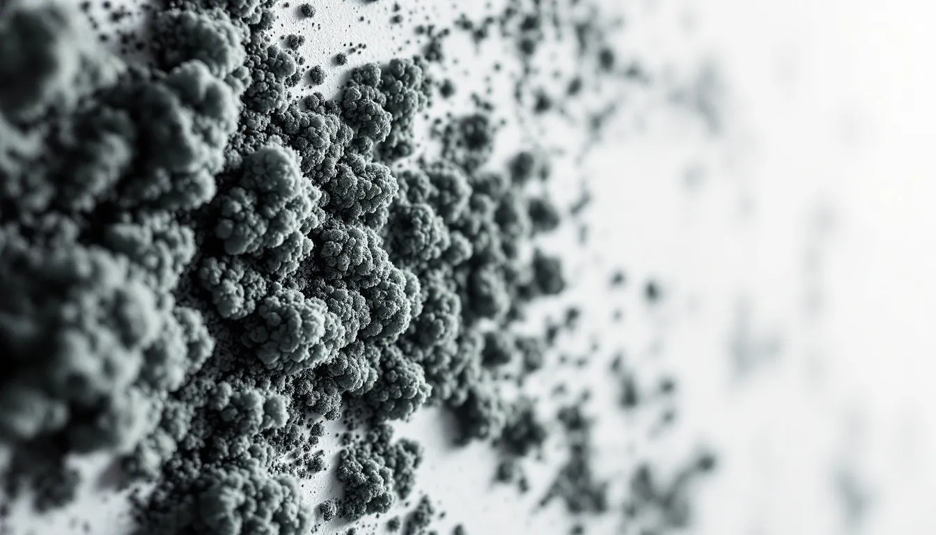 A close-up view of mold growth on a wall in a home.