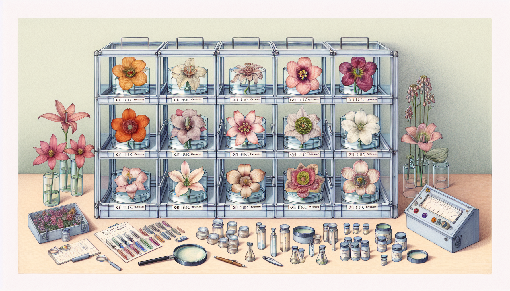 A representation of the storage and quality assurance of 10 oh hhc flowers.