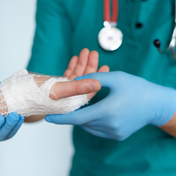 An image representing a person receiving care after a truck accident.