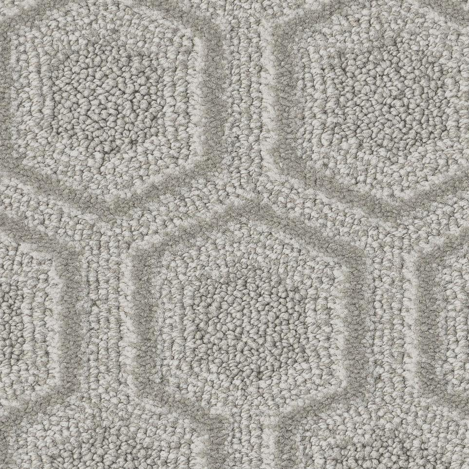 hexagon patterened carpet in gray and beige