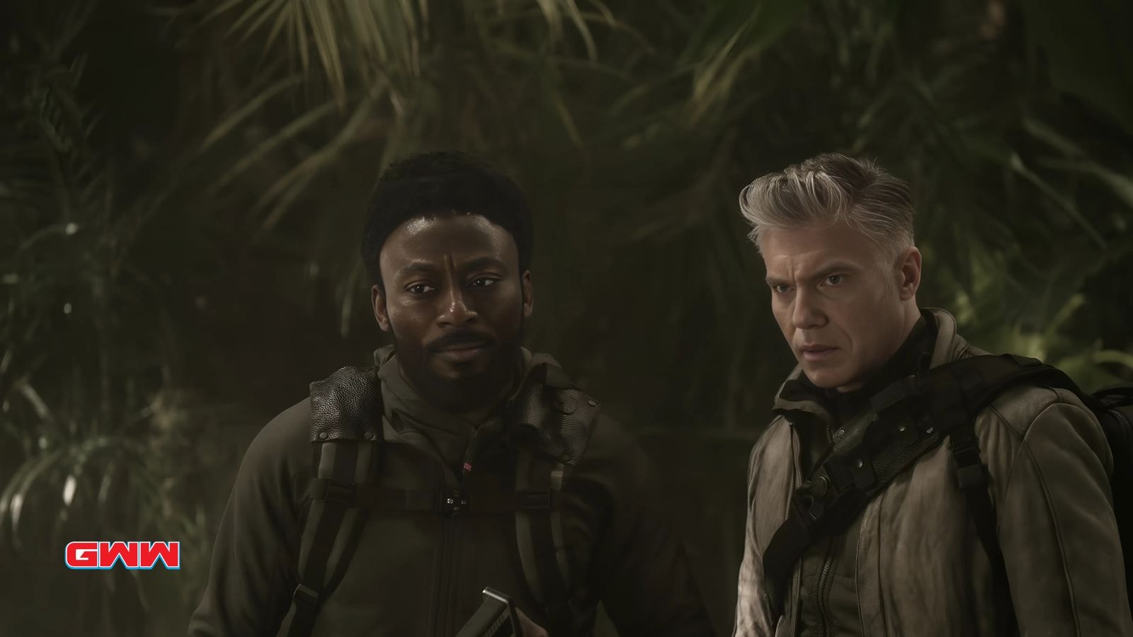 Babs Olusanmokun as Dr. M’Benga and Anson Mount as Capt. Pike in Star Trek: Strange New Worlds Season 3