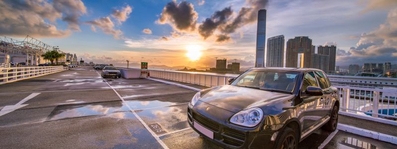 vehicles parked on rooftop parking spaces