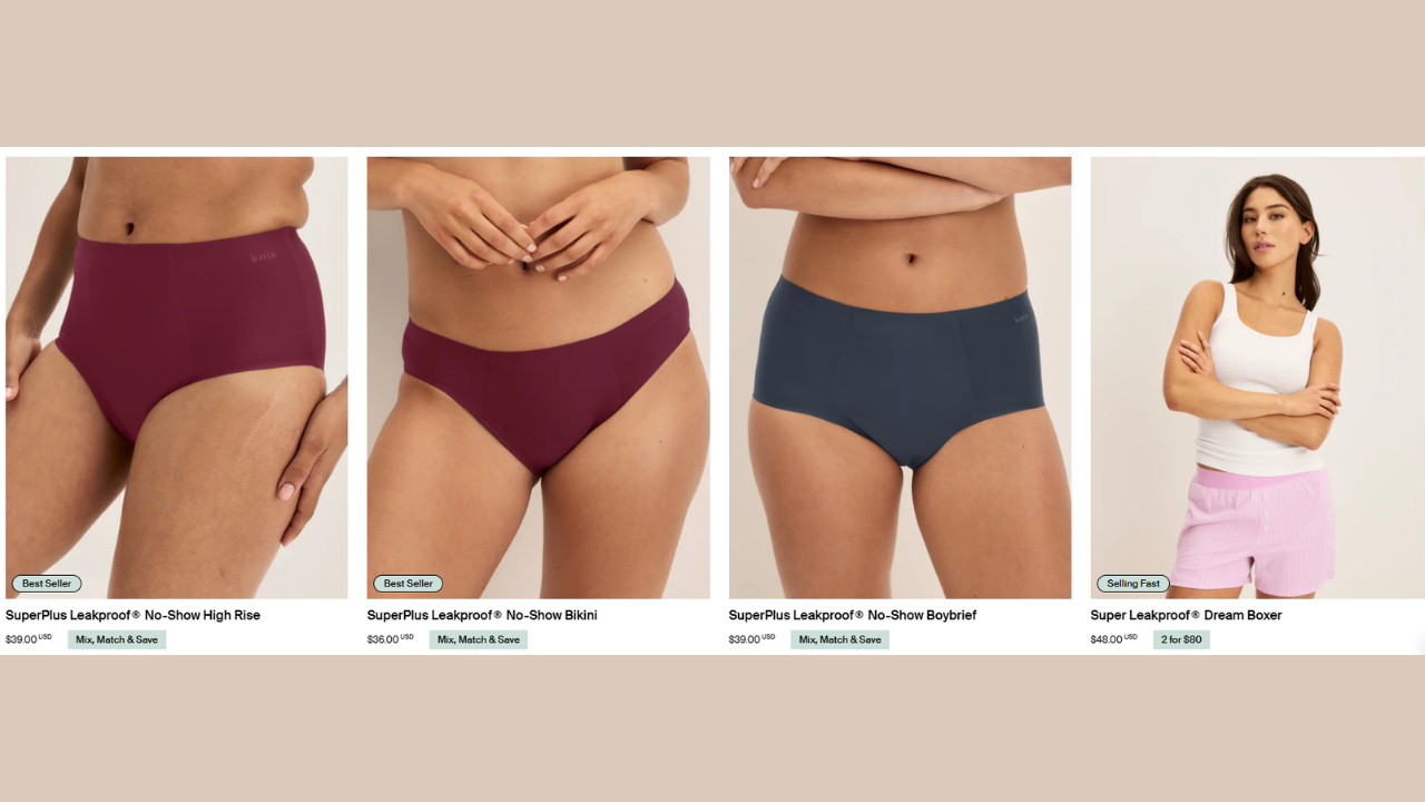 Super stretchy period underwear by Knix