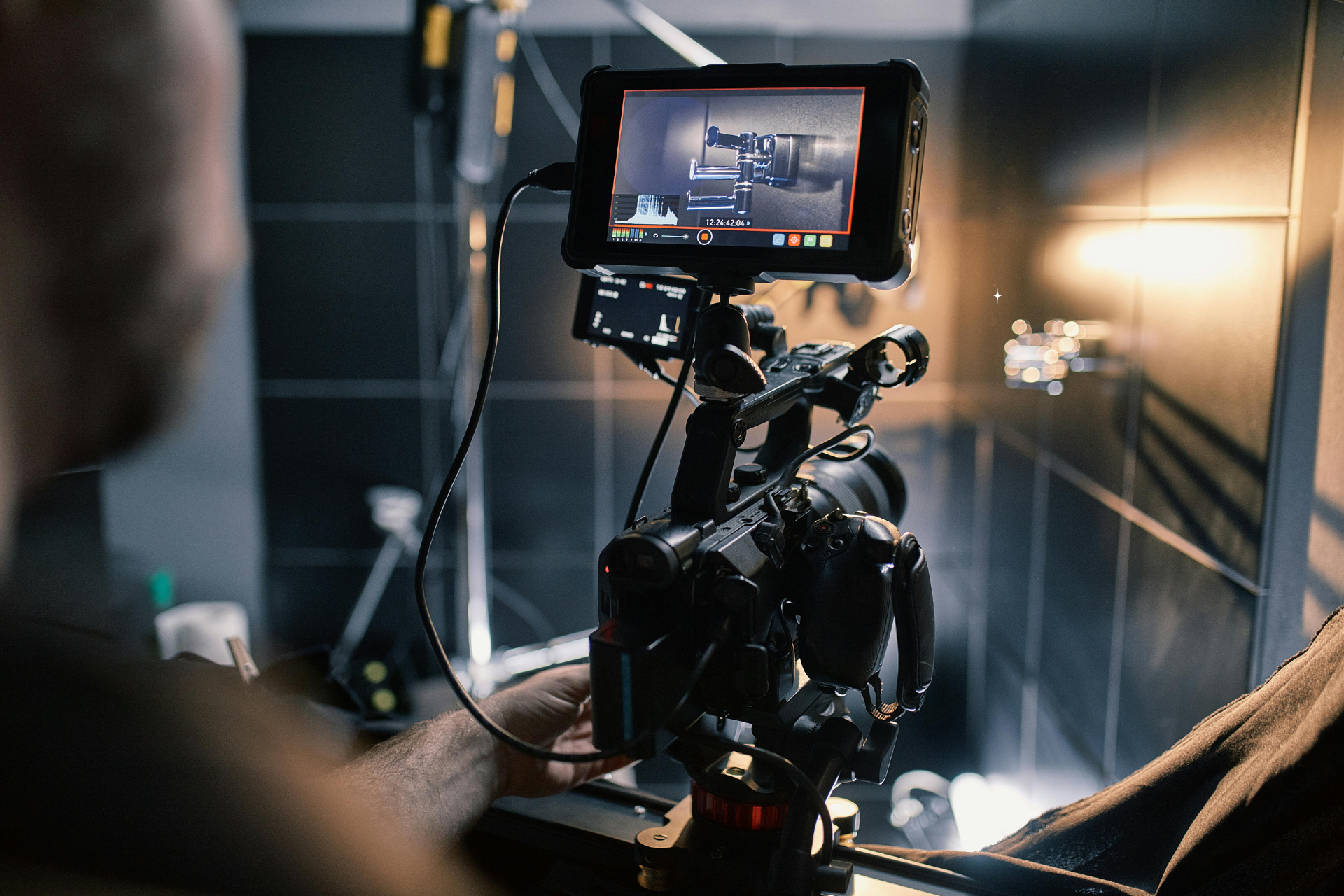 Professional video production camera on a commercial shoot