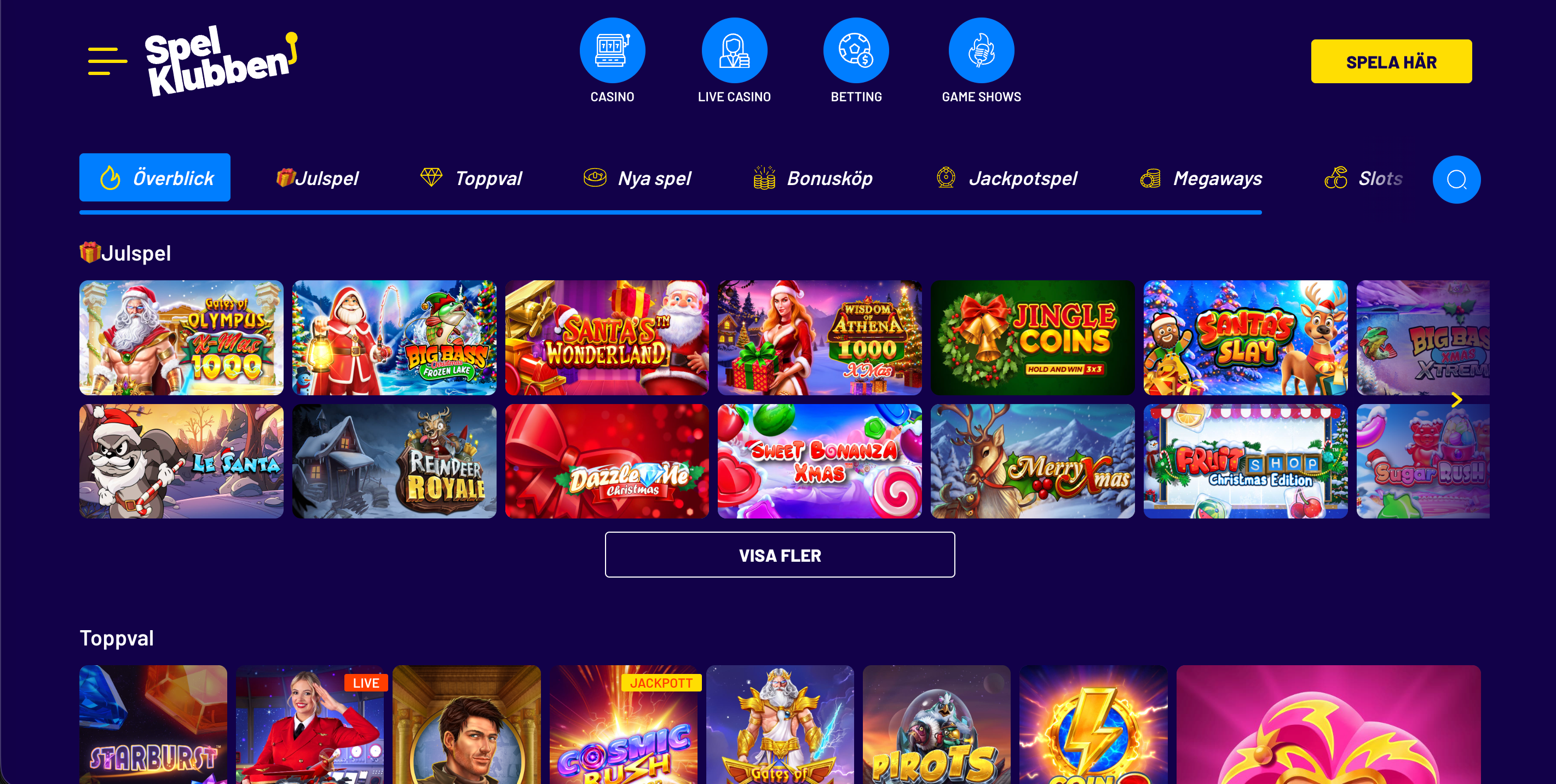 Spelklubben casino utbud
