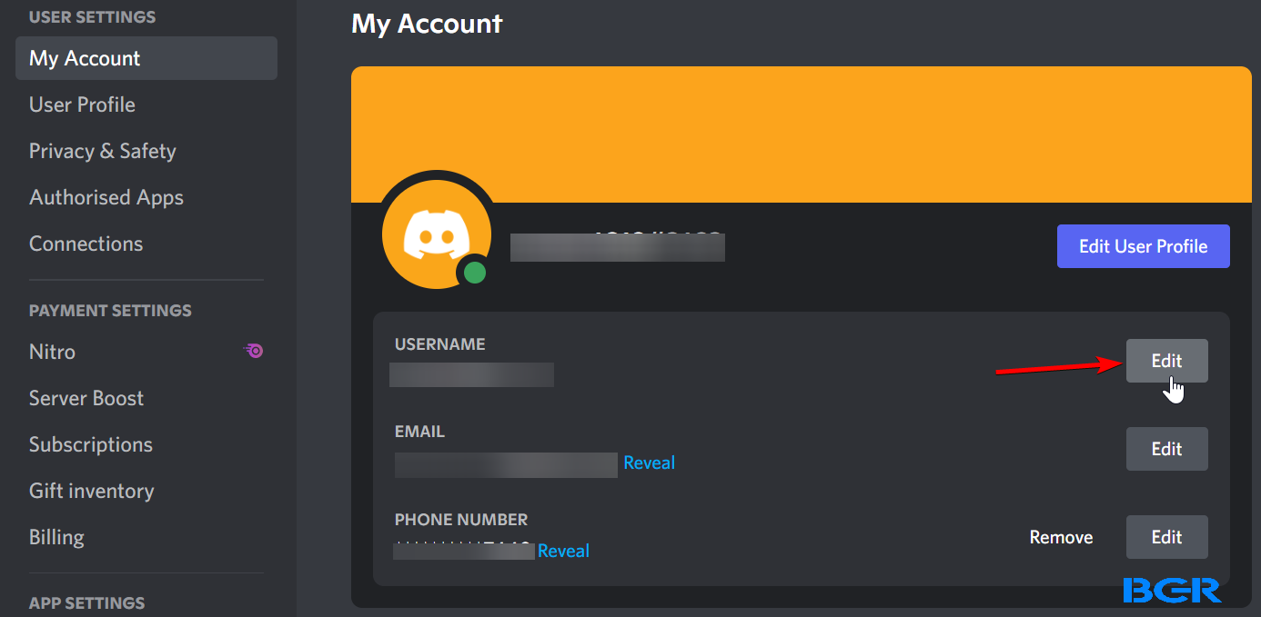 Click on the edit button beside username to be able to make your discord name invisible