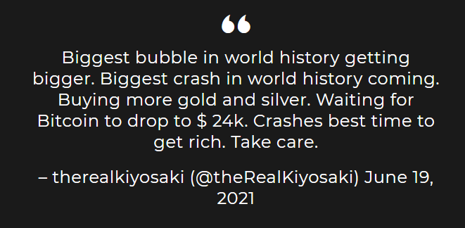 Robert Kiyosaki tweets about bitcoin
