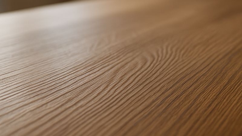 Closeup view of wood vinyl film to show its realistic appearance
