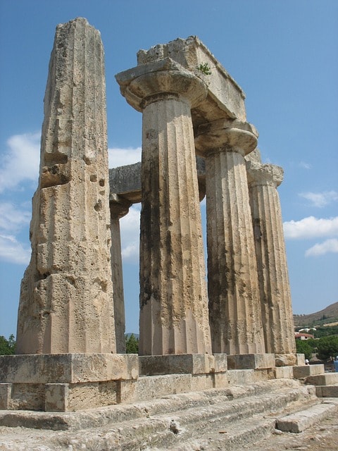 ancient corinth, temple ruins, greece