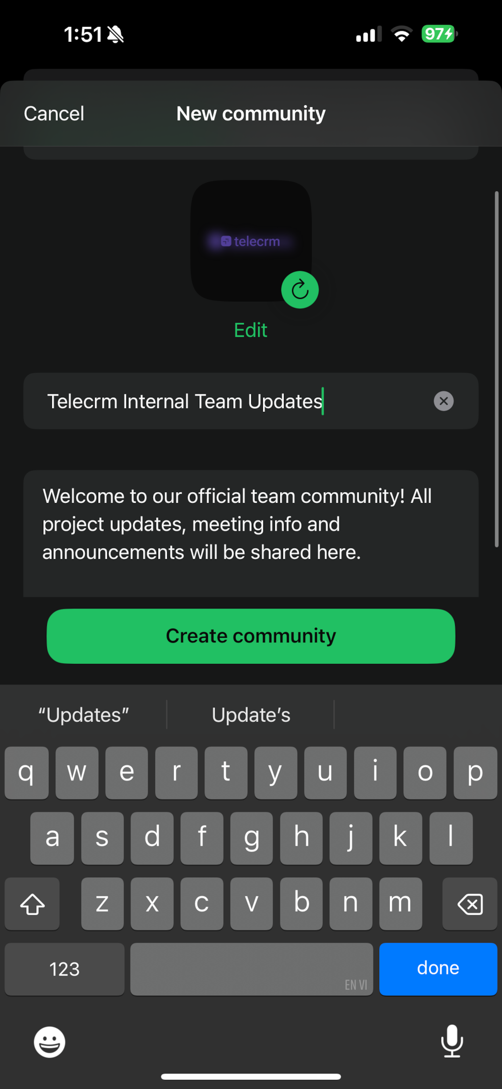 Step 3: Fill in community details