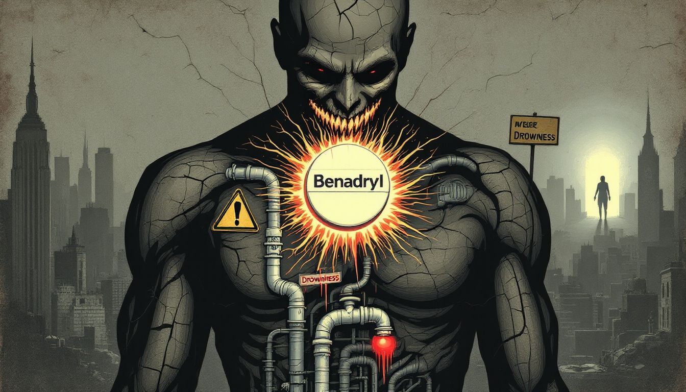 A diagram illustrating how Benadryl works in the body.