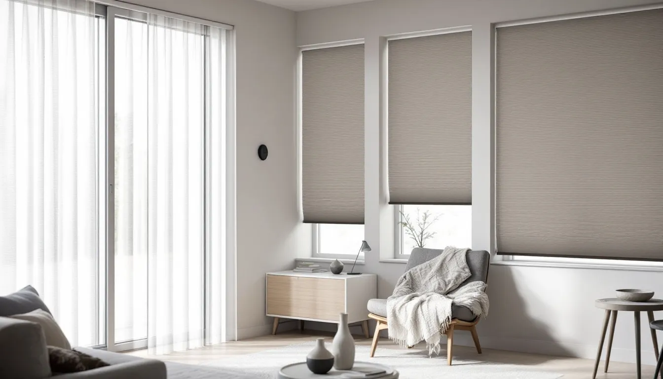 A selection of cordless window coverings that highlight their benefits for safety.