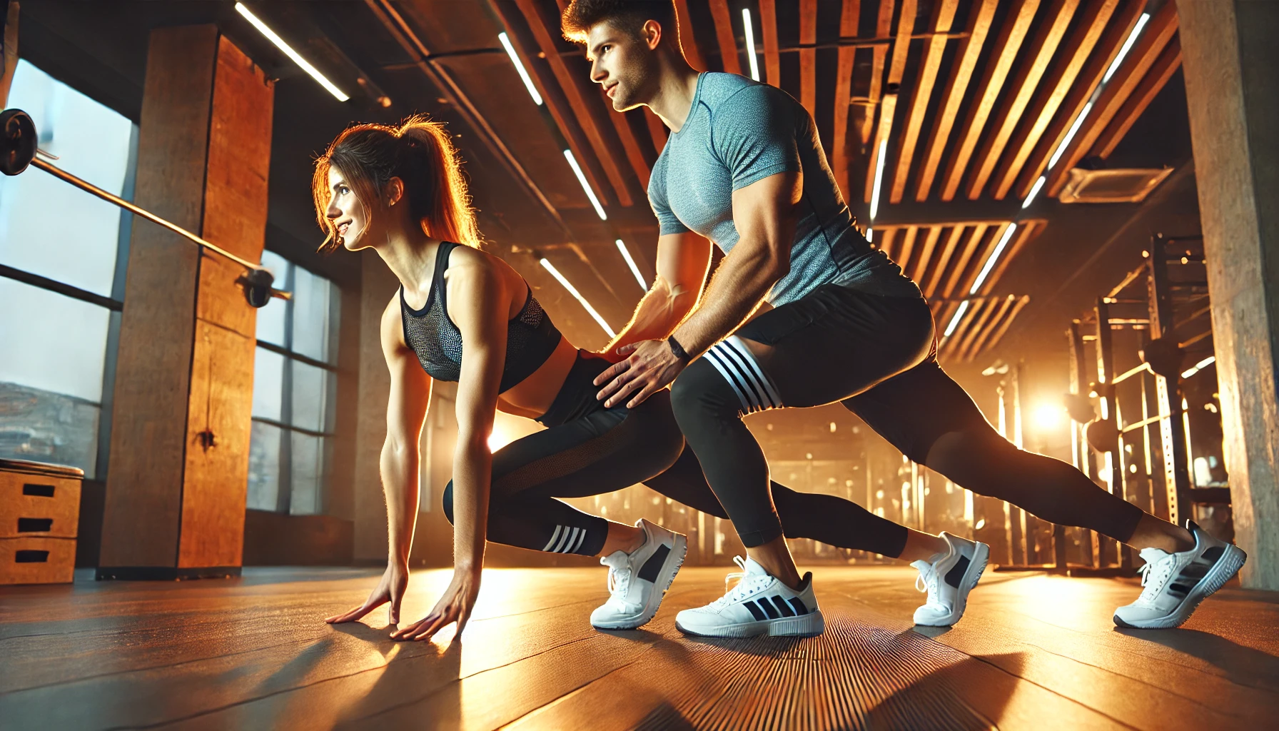  A couple engaging in a fun and energetic sexercise