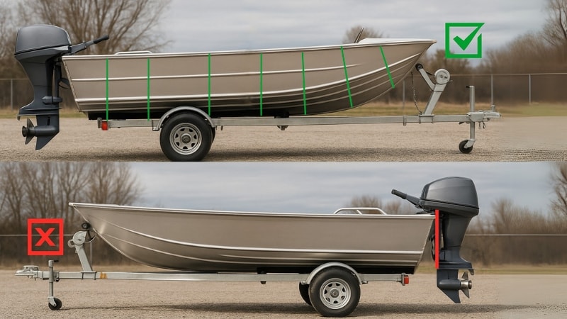 Taking measurements of boat hull
