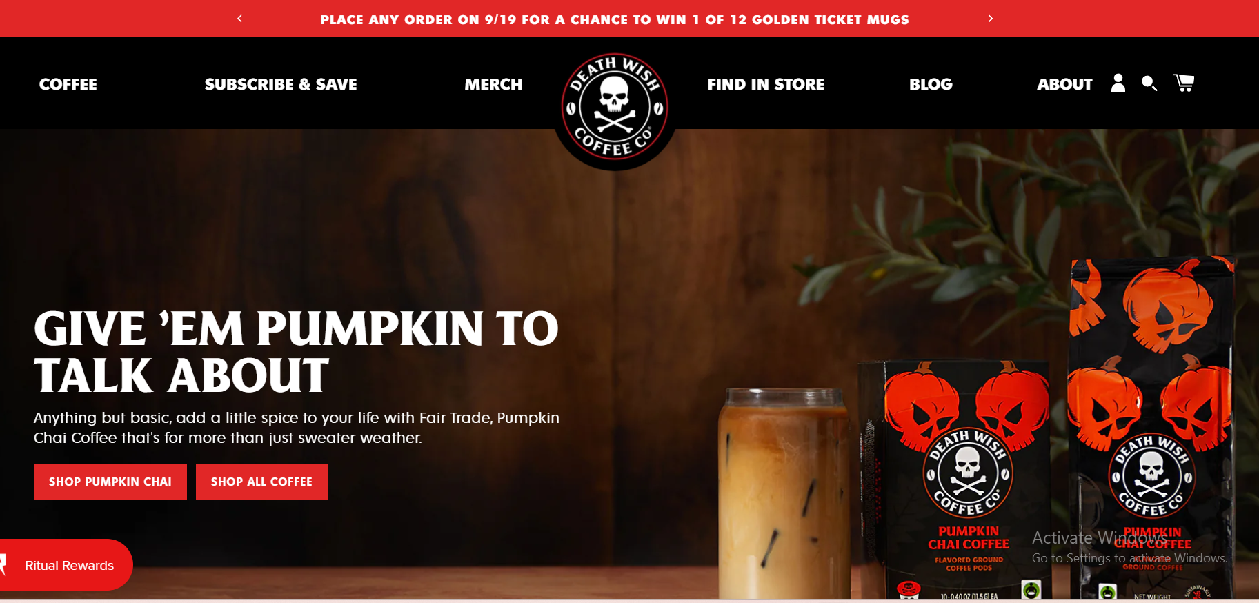 Death Wish Coffee is a single product store known for selling what they claim is the world’s strongest coffee. The product Shopify store uses bold branding to stand out.