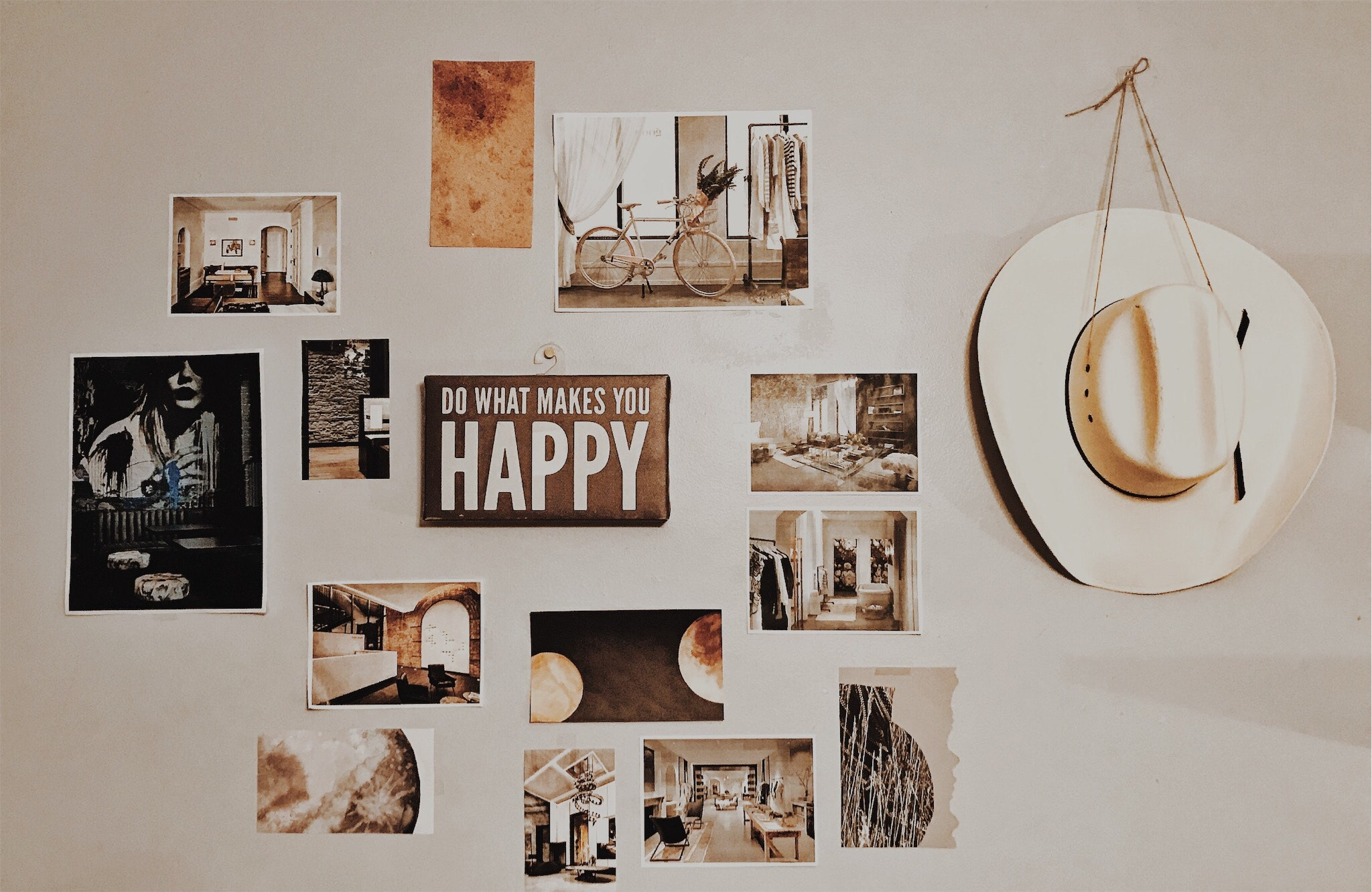 Photo by heather bozman: https://www.pexels.com/photo/photo-of-brown-and-white-photo-frames-hang-in-wall-1058770/