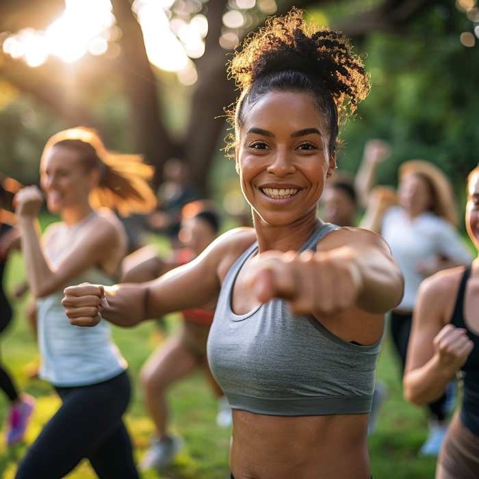 Benefits of Vitamin B Complex Supplements - Group of diverse women smiling while exercising outdoors.