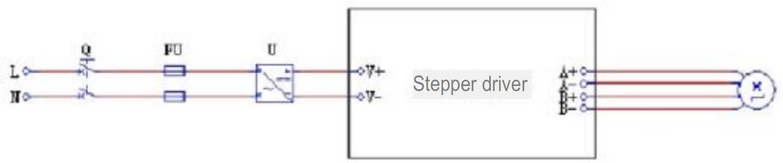 Wiring diagram of the main circuit of stepper driver