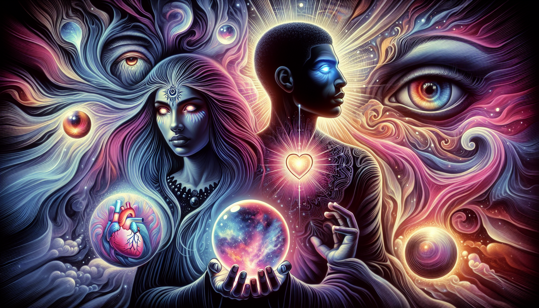 Illustration of exploring psychic modalities like clairvoyance and empathy