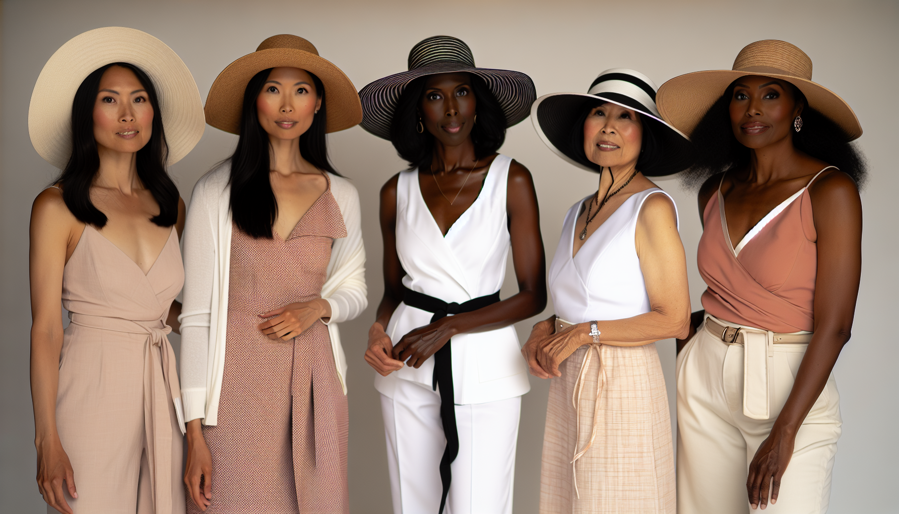 Women wearing fashion-forward sun hats for various occasions