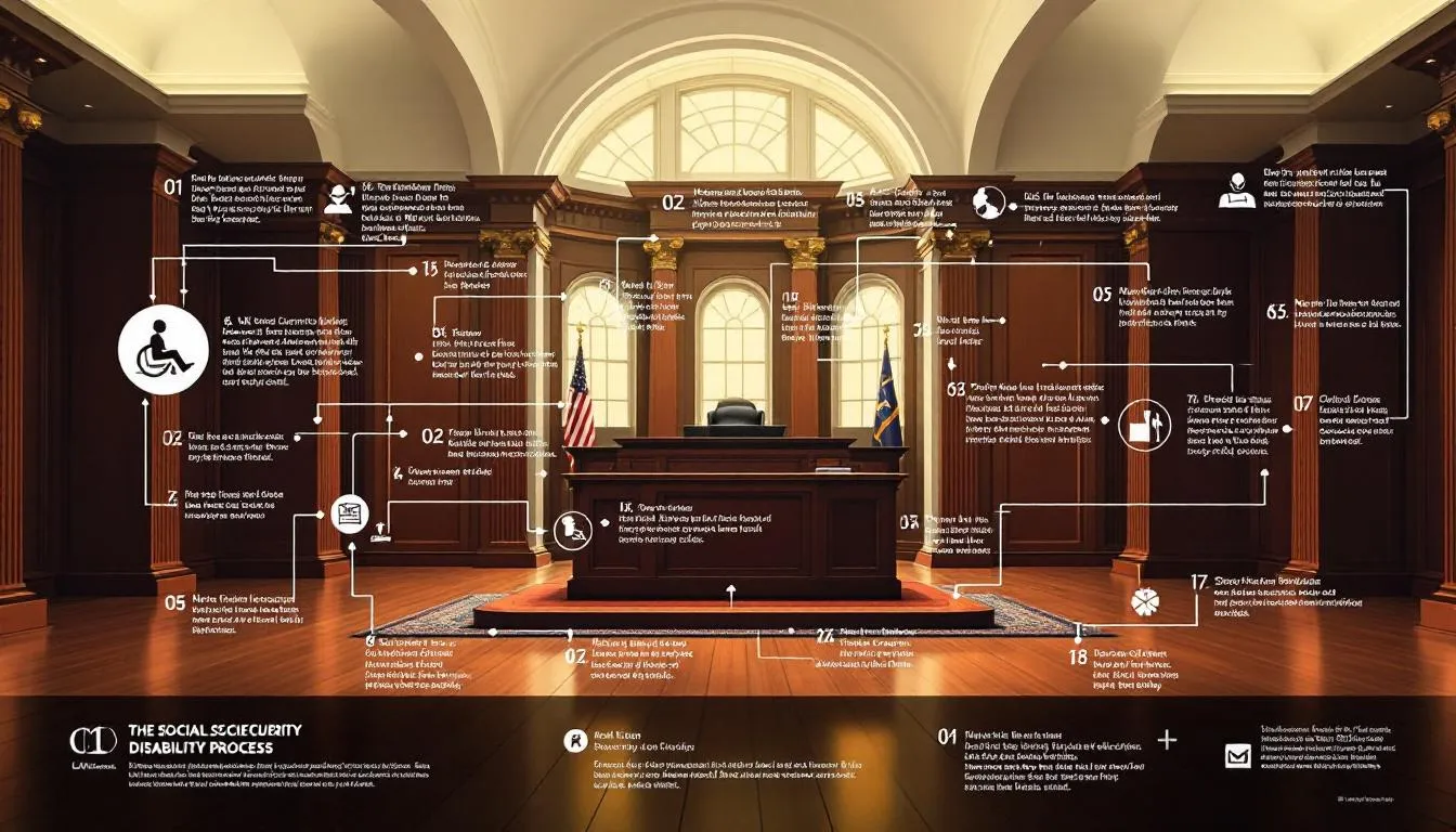 A flowchart illustrating the social security disability process.