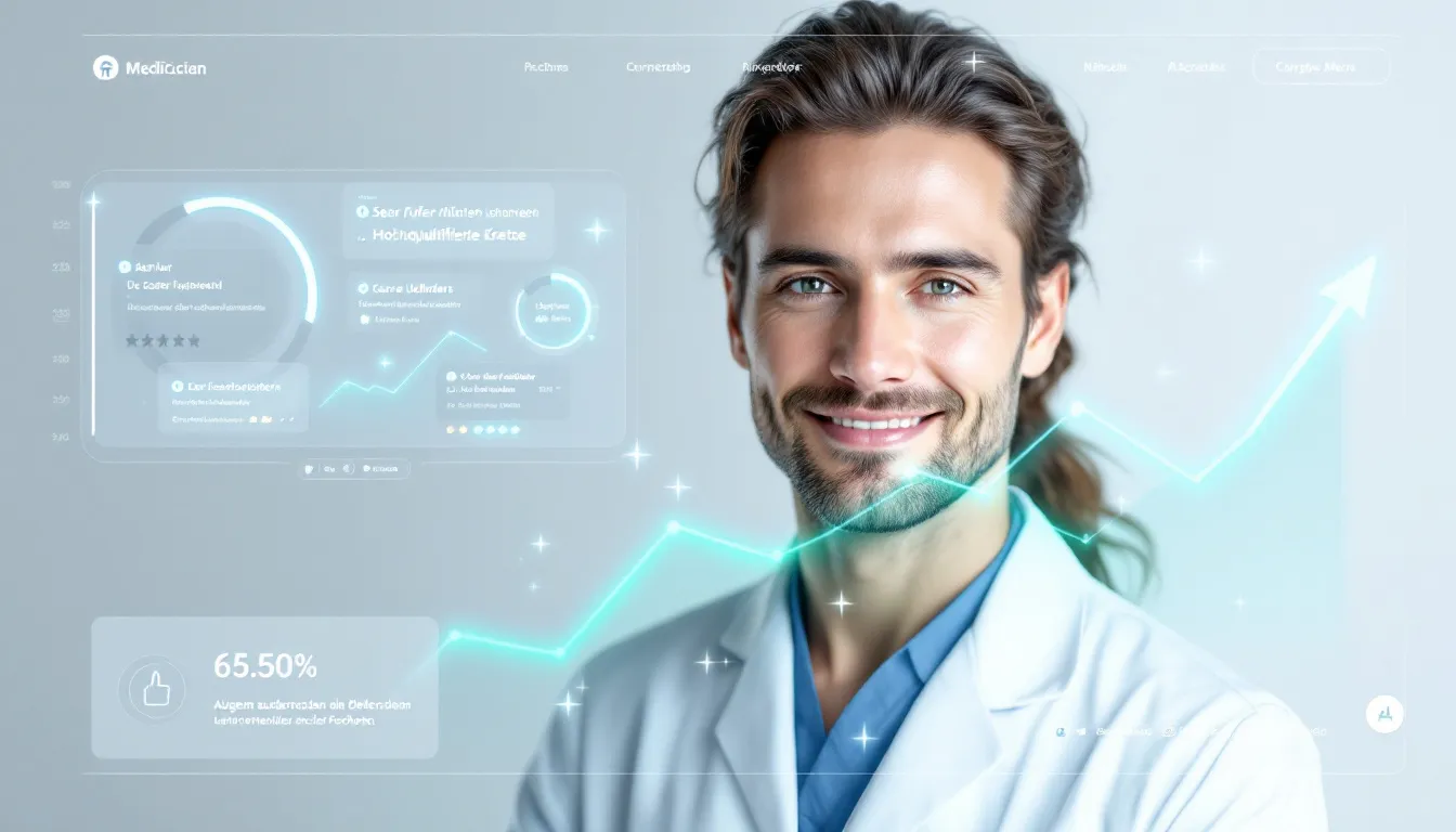 Eine Arztpraxis-Website mit vertrauensbildenden Elementen wie Patientenbewertungen.