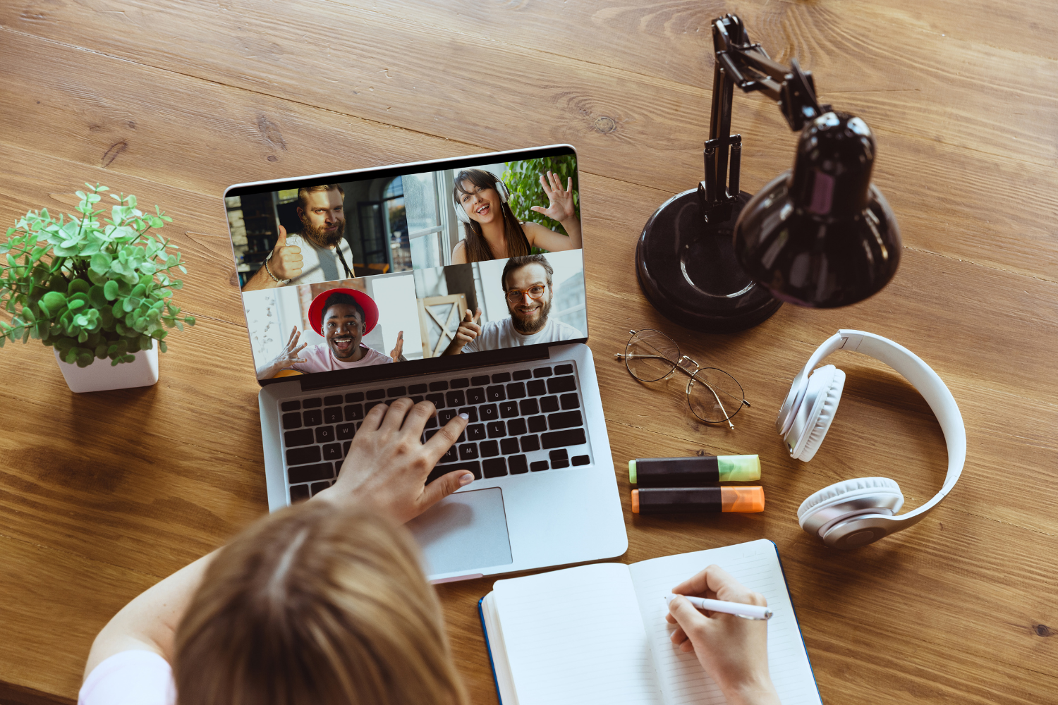 A remote team working from different countries on a video call.