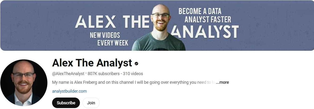 YouTube Channels to Learn SQL #2 Alex The Analyst