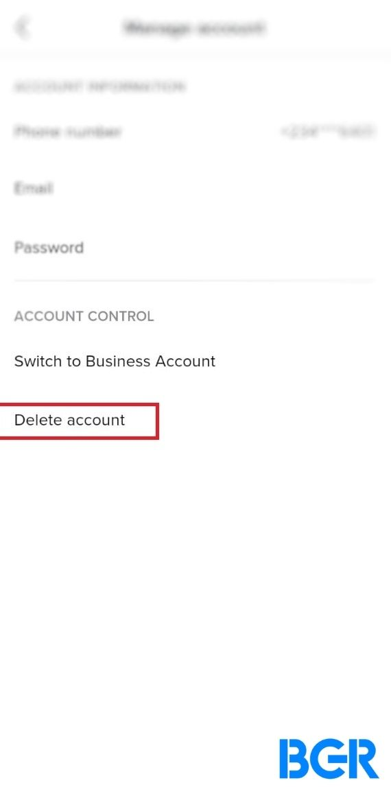 Delete account your TikTok account