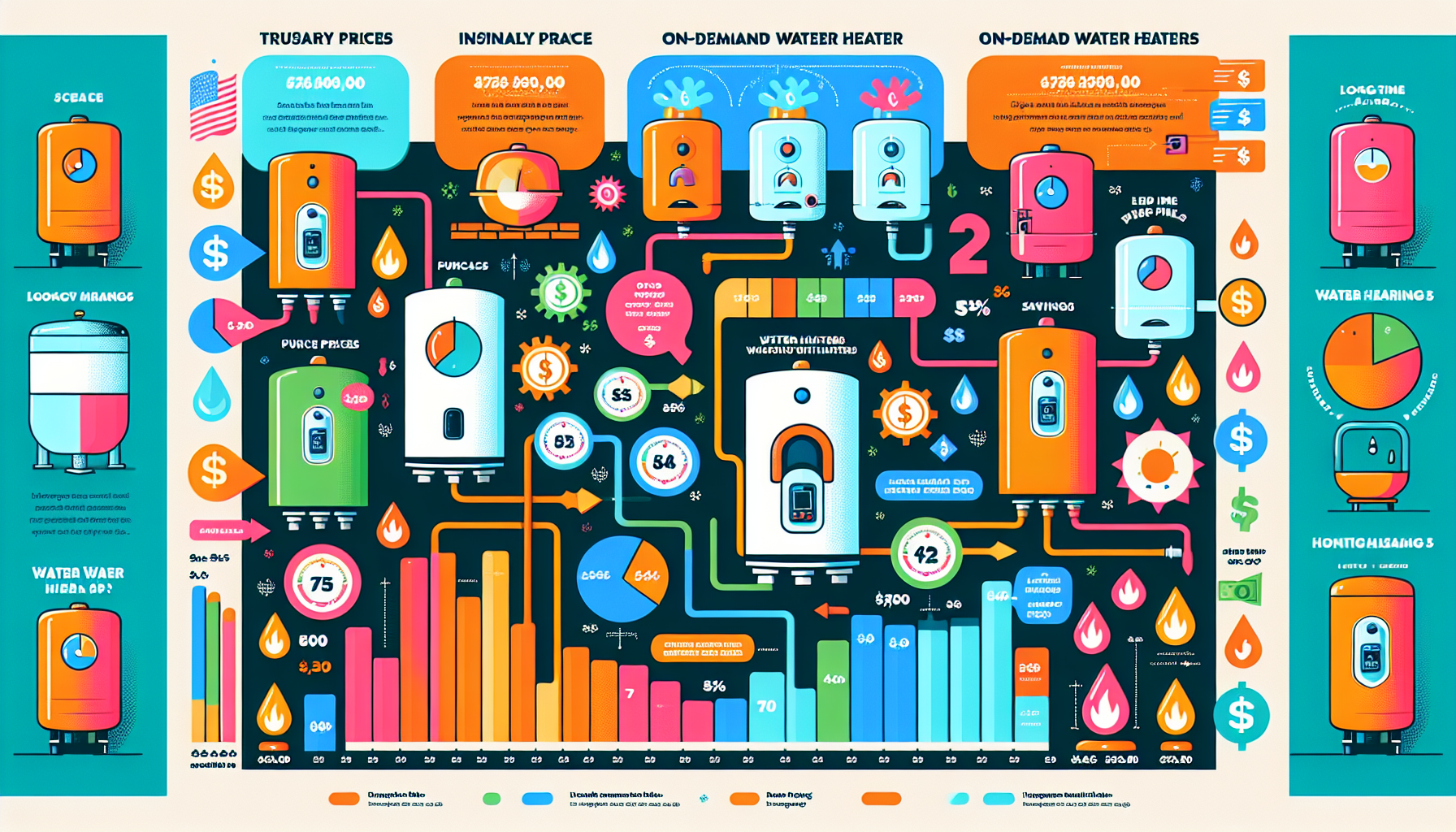 An infographic comparing the costs associated with traditional and on-demand water heaters.