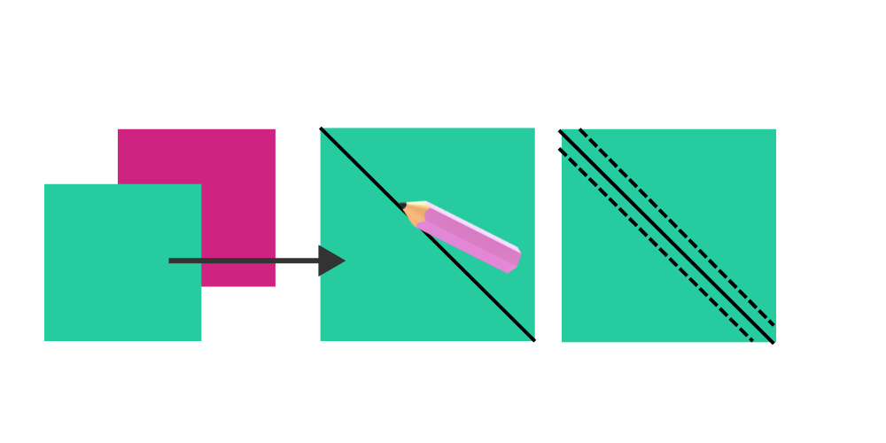 How to make half square triangles HST Diagram Steps 1 - 3