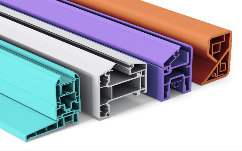 extruded plastic profiles including pipes and window frames