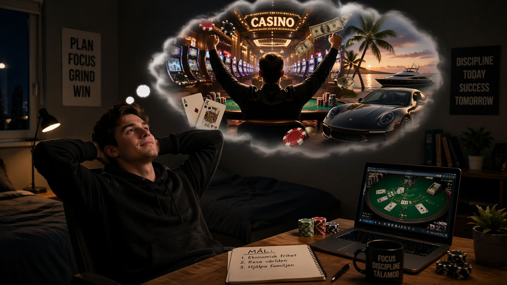 spelare drömmer om stora vinster och mer pengar från casino men verkligheten är osäker